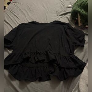 Black Ruffle Hem Women's Top